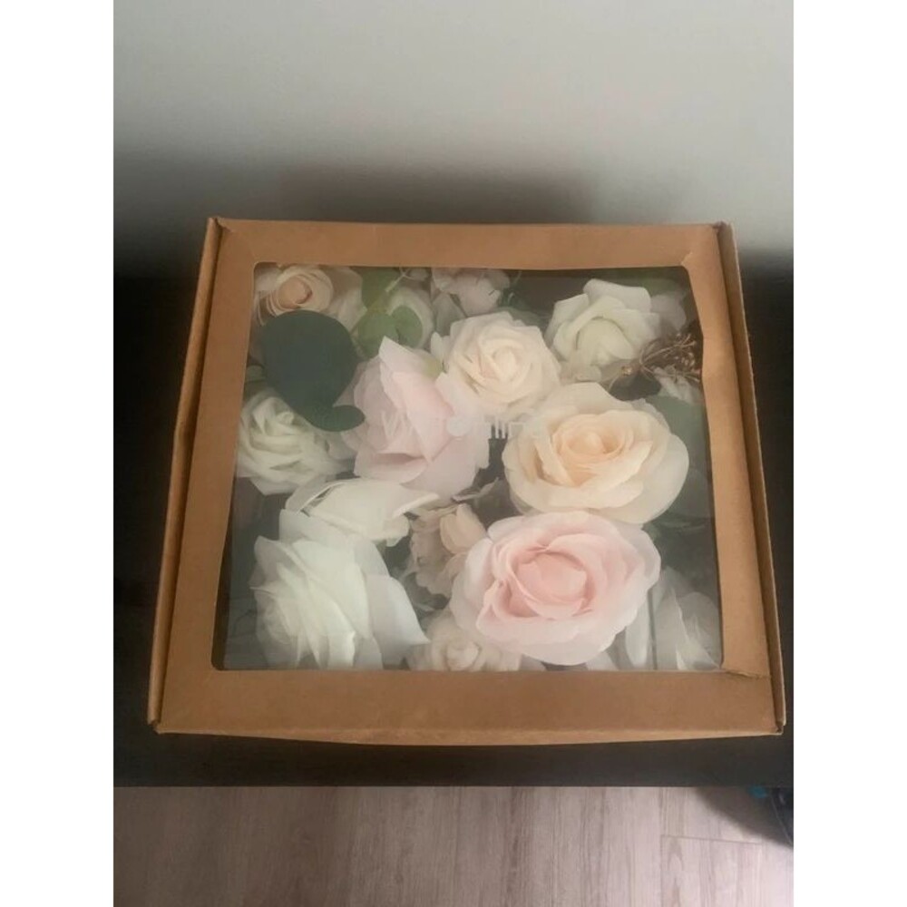 Blush Pink & Ivory Artificial Flower Wall Panel & DIY Floral Combo Box